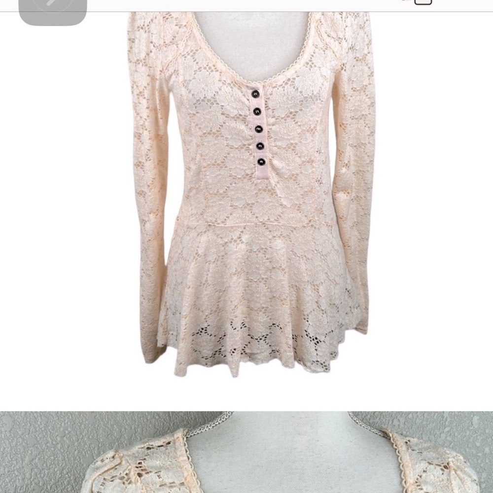 Free People Floral Boho Long Sleeve Flowy Top Size Large